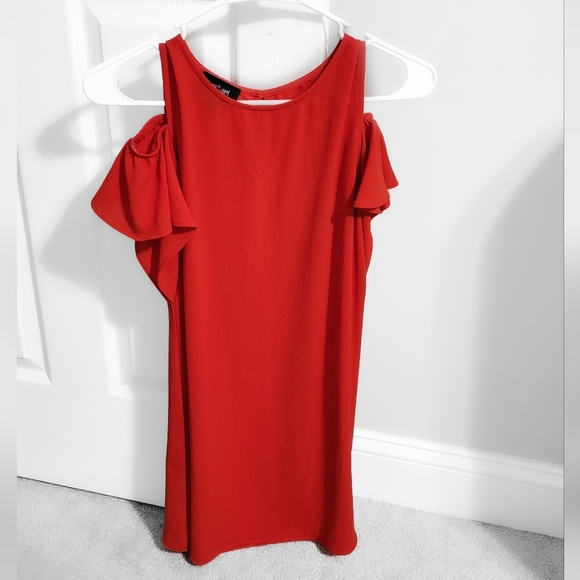 Kids Size 12 Red Off The Shoulder Dress - Picture 1 of 7